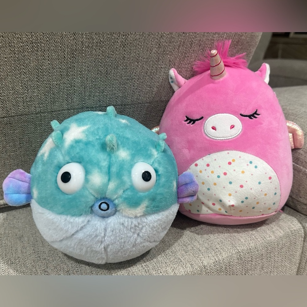 Cute Plush Pufferfish and Unicorn Set! 💙💜 Best Offer Accepted!